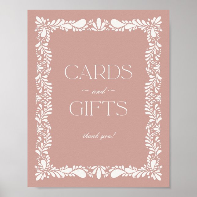 Rosa Talavera Tile Spanska kort- och presentkort Poster (Framsidan)