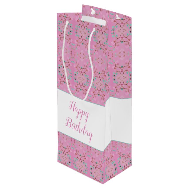 Rosa Tall Vin Sweet Patterned Gift Bag (Baksidan Vinklad)