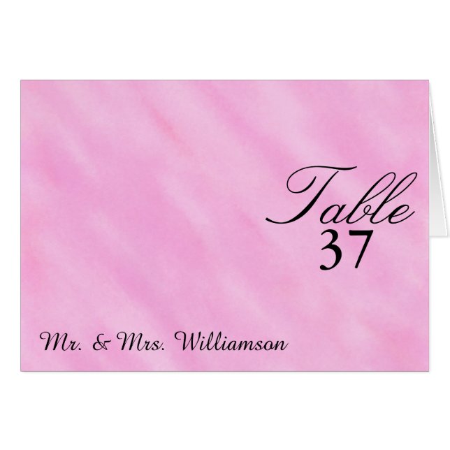 Rosa  Tält-kort Bröllop vid Bord OBS Kort (Framsidan Horizontal)