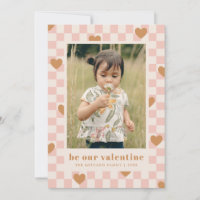 Rosa Tan Checkerboard Hearts Valentine Day Card