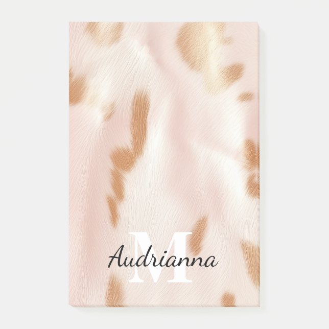  Rosa Tan Southwest Faux Cowhide Cowgirl Post-it Block (Framsida)