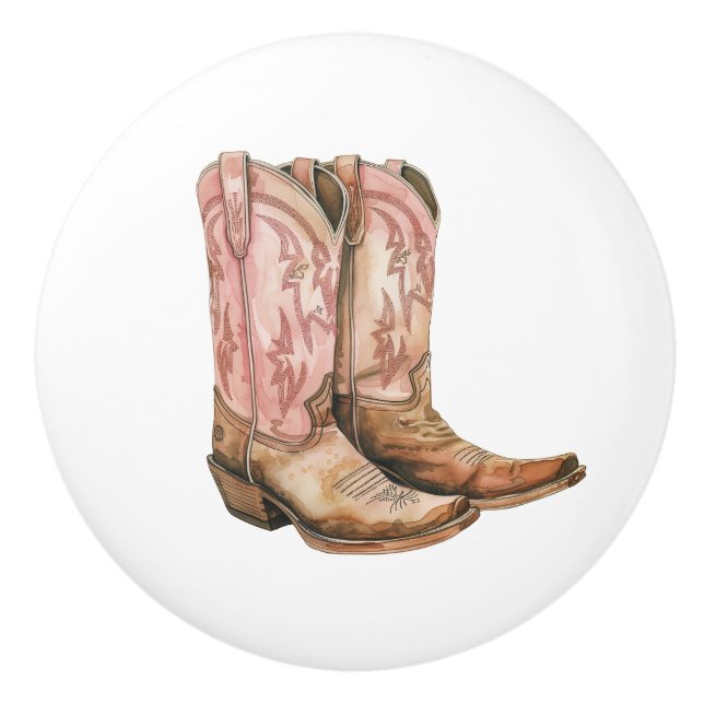 Rosa Tan Western Cowgirl Boots Knopp (Framsidan)