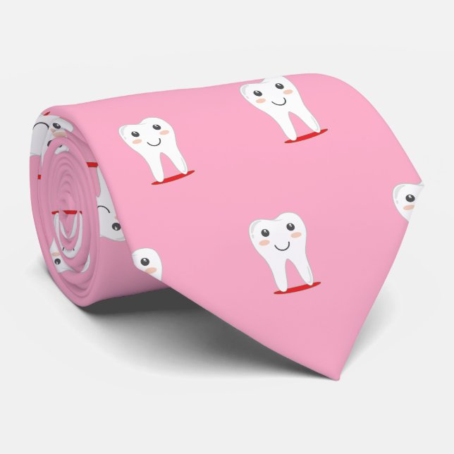 Rosa Tand Tänder Tandläkare Halsband Slips (Rullad)
