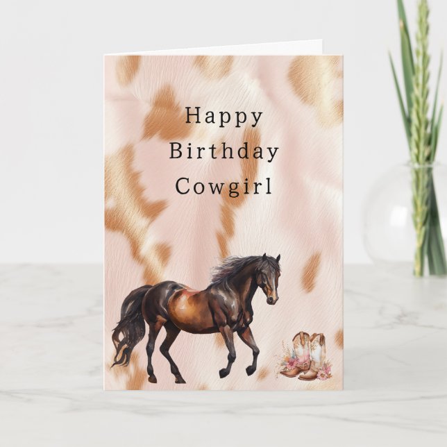 Rosa Tanig Fals Sydväst Cowgirl Kuhud Kort (Framsida)