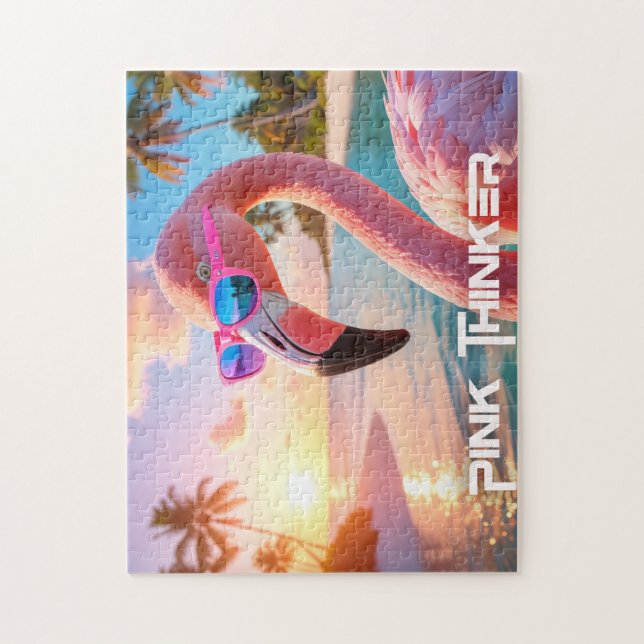 ROSA TÄNKARE - Flamingo ROSA Pussel (Vertikal)