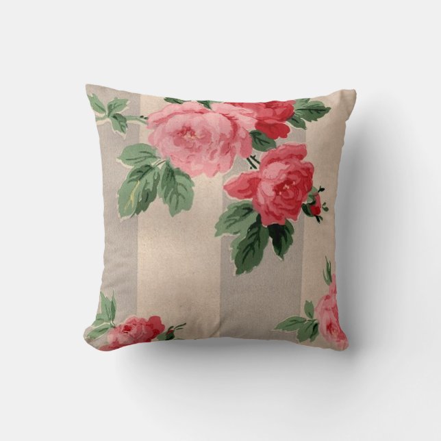 Rosa tapet för vintagekål kudde (Framsida)