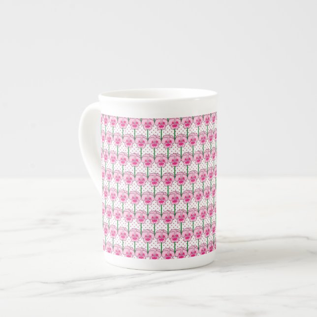 ROSA - TAPET MÖNSTER BENPORSLIN MUGG (Framsida vänster)