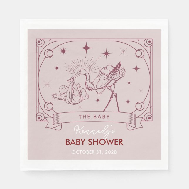 Rosa Tarot Baby Shower Servetter (Framsidan)