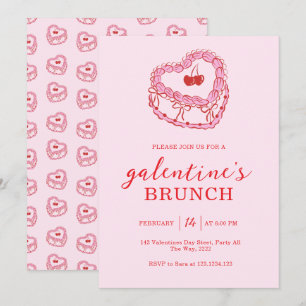 Rosa tårta Galentine's Day Brunch Inbjudningar