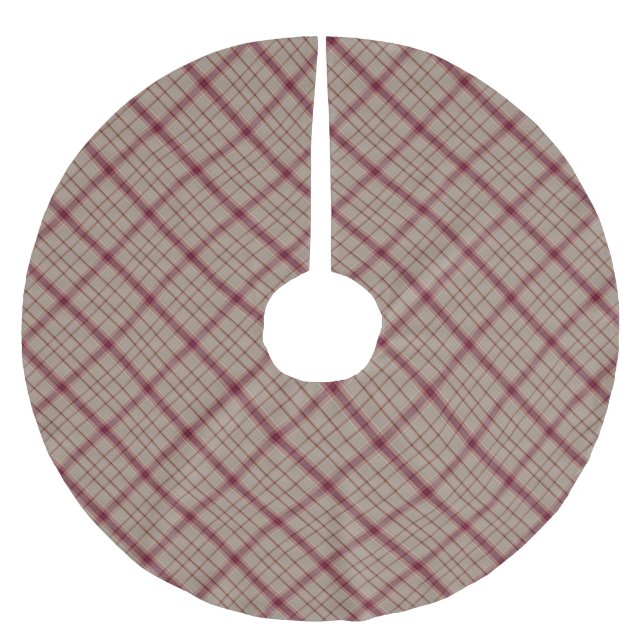 Rosa Tartan Brushed Polyester Träd Skirt Julgransmatta Borstad Polyester (Framsidan)