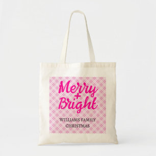 Rosa tartan jul Glad Lys Familjenamn Tygkasse