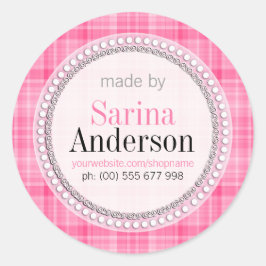 Rosa Tartan Mönster tillverkad av etiketter som fä