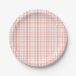 Rosa Tartan Papper Tallrikar Sommardag första föde