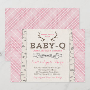 Rosa Tartan Play Par Baby Shower for Girl Inbjudningar
