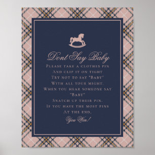 Rosa Tartan Rutig Gunghäst Säga Inte Bebis Poster