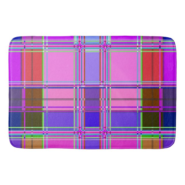 Rosa tartan tygmönsterduk Madras Badrumsmatta (Framsidan)