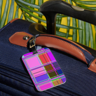 Rosa tartan tygmönsterduk Madras Bagagebricka
