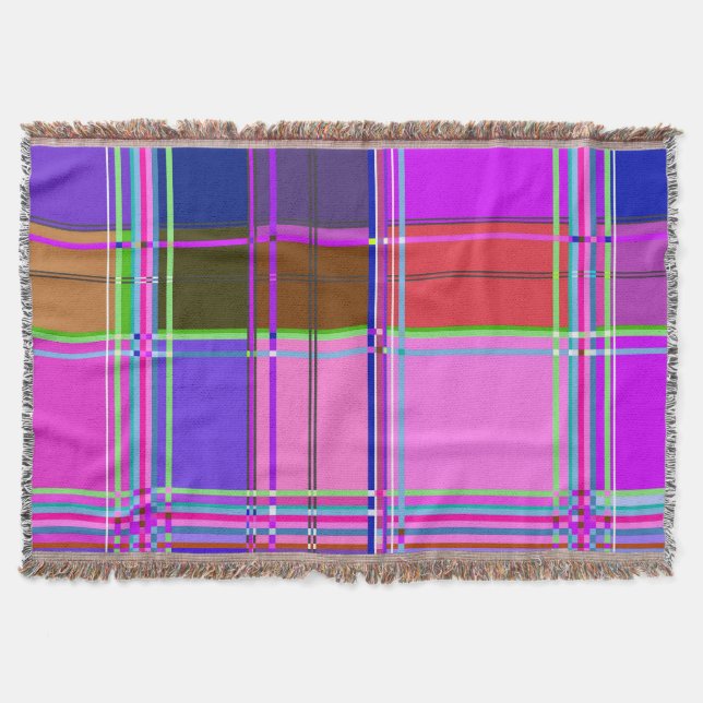 Rosa tartan tygmönsterduk Madras Filt (Framsidan)