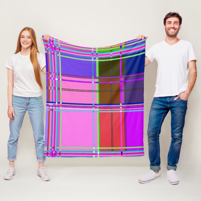 Rosa tartan tygmönsterduk Madras Fleecefilt (På plats)