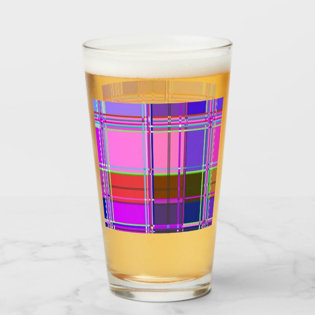 Rosa tartan tygmönsterduk Madras Glaskopp (Baksida fylld)