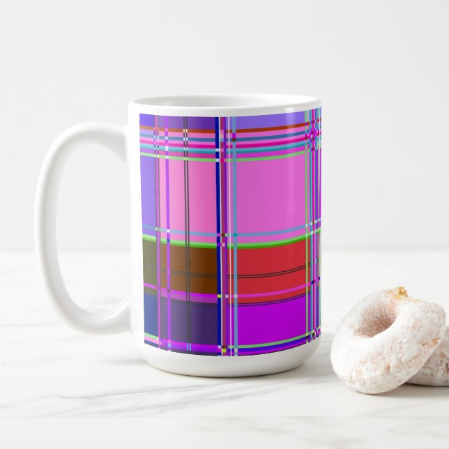 Rosa tartan tygmönsterduk Madras Kaffemugg (Med munk)
