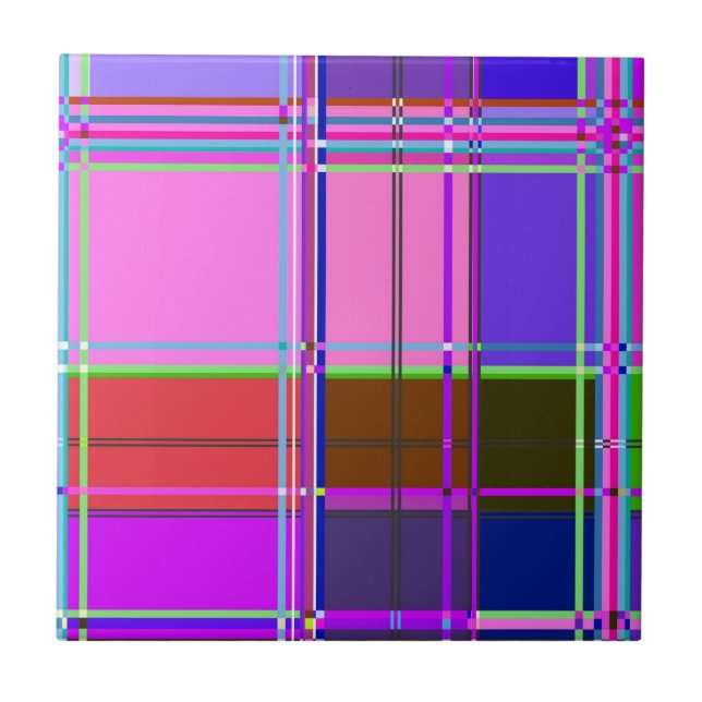 Rosa tartan tygmönsterduk Madras Kakelplatta (Framsidan)