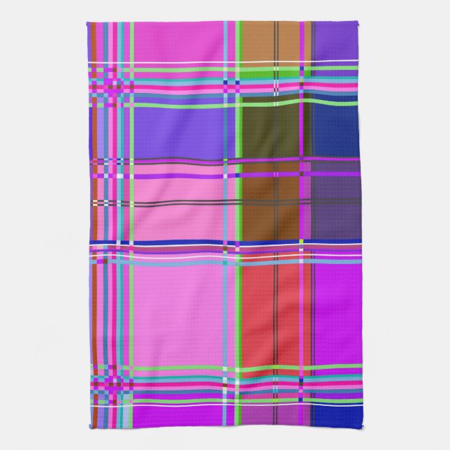 Rosa tartan tygmönsterduk Madras Kökshandduk (Vertikal)