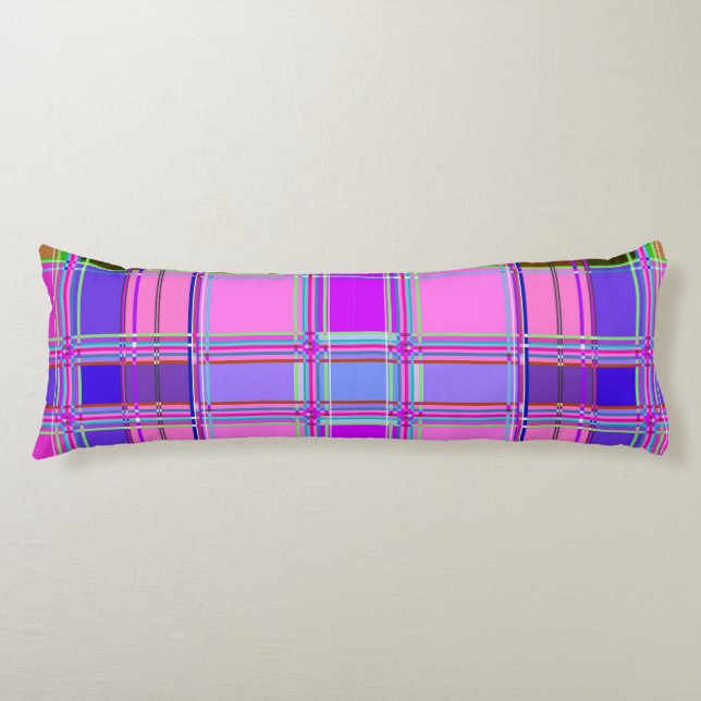 Rosa tartan tygmönsterduk Madras Kroppskudde (Framsidan)