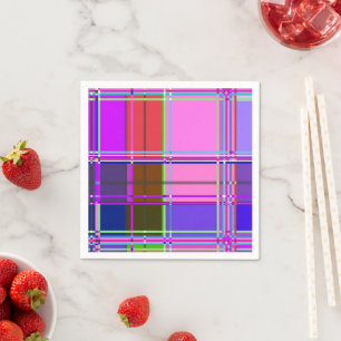 Rosa tartan tygmönsterduk Madras Pappersservett