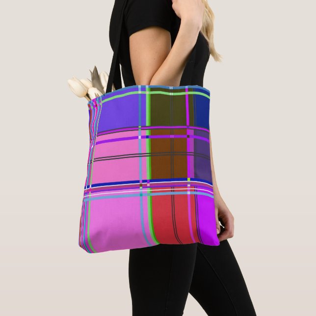Rosa tartan tygmönsterduk Madras Tygkasse (Närbild)