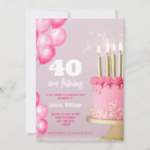 Rosa tårtballonger modern 40-årsdag