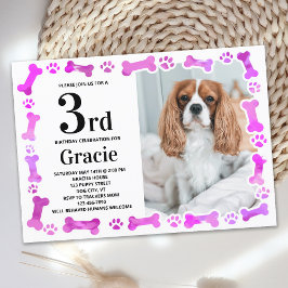 Rosa Tass avtryck Anpassningsbar Pet Photo Hund Bi Inbjudningar