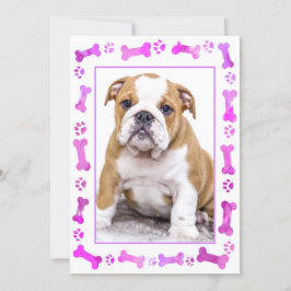 Rosa Tass avtryck New Pet Hund Puppy Shower Inbjudningar