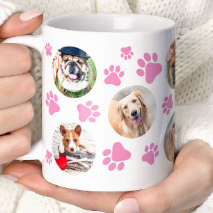 Rosa tassavtryck 8 Sällskapsdjur Hund Foto Collage Kaffemugg