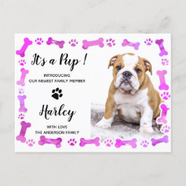 Rosa tassavtryck Ben Ny husdjur Hund Valp Meddelande Vykort