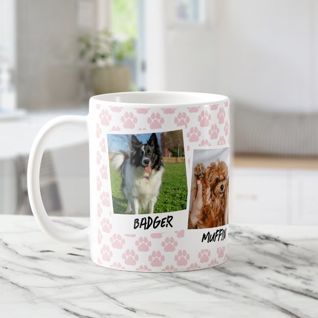 Rosa tassmarkeringar 4 hundögonblick Foto-mall Kaffemugg (Skapare uppladdad)