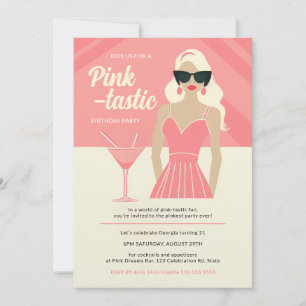 Rosa-tastisk Cocktail-Party-födelsedagen Inbjudningar
