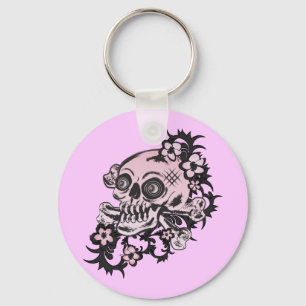 Rosa Tattoo Skull Nyckelring