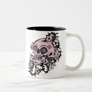 Rosa Tattoo Skull Två-Tonad Mugg