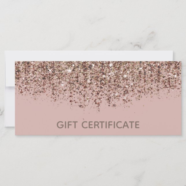 Rosa Taupe Brons Guld Glitter Presentkort (Framsida)