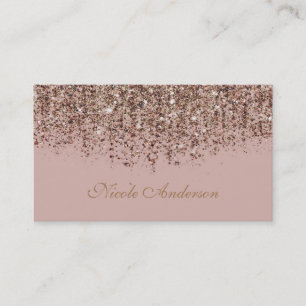 Rosa Taupe Bronze Guld Glitter Glam Visitkort