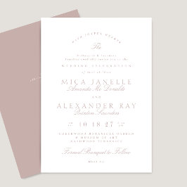 Rosa Taupe Classic Calligraphy Formal Bröllop Inbjudningar