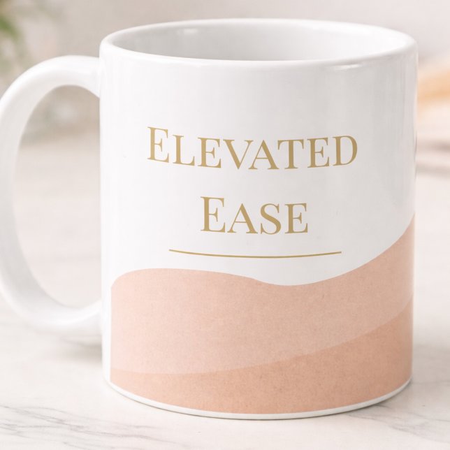 Rosa Taupe Guld Klassisk Mugg, 3,3 dl Kaffemugg (Clean white, blush warmth, and taupe serif details designed for calm, intentional sipping.)