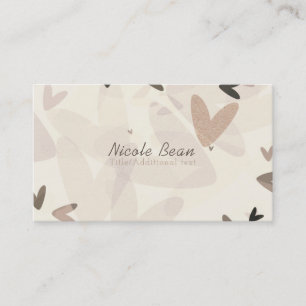 Rosa & Taupe Hjärtan Modern Chic Whimsy Visitkort