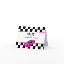 Rosa tävlingsbil | Födelsedagsfest Tacksamhetskort