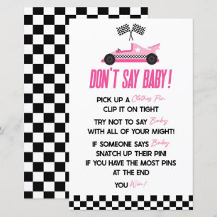 Rosa tävlingsbil Säga inte Bebis Baby Shower Lek