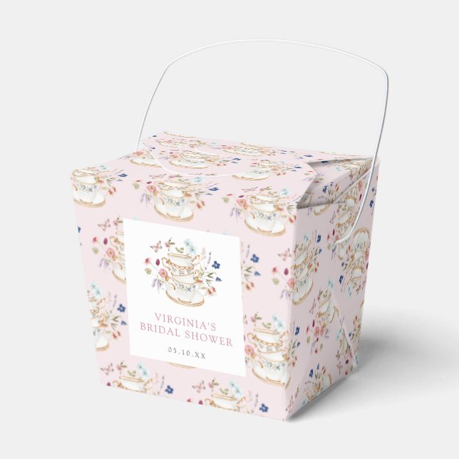 Rosa Te-partaj Bröllopsdusch Presentaskar (Framsidan Sidan)