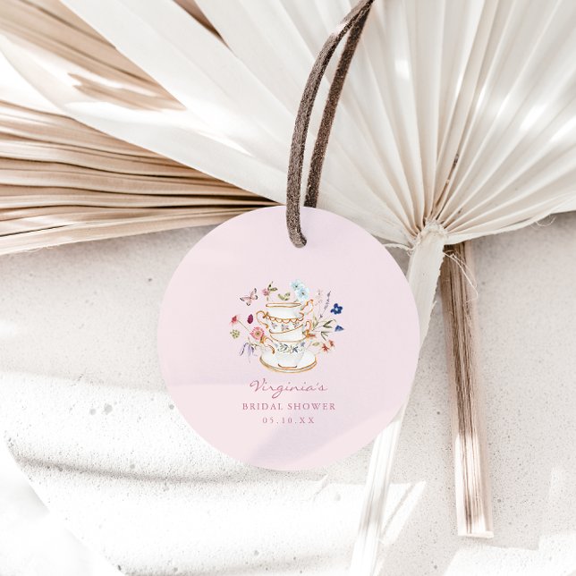 Rosa Te-Party Gåvor Etiketter (Pink Floral Tea Party Favor Tags by Painted Paperie
)