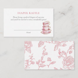 Rosa Tea Party Baby Shower Blöja Raffle Biljett Tilläggskort