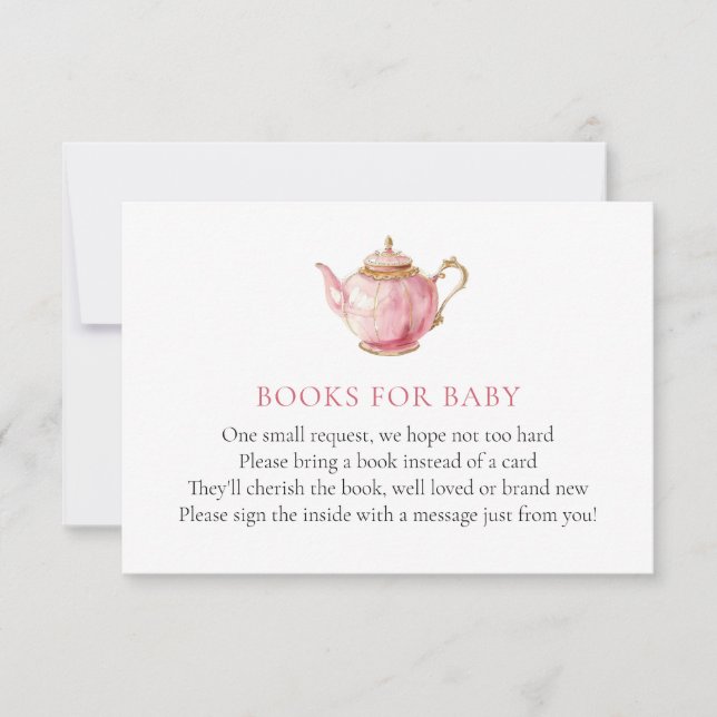 Rosa Tea Party Baby Shower Bok för Baby Kort (Framsida)